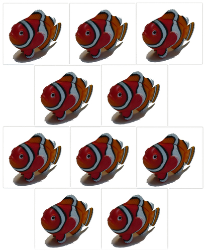 3089 Deko Set 10er Clownfisch klein Rot - Wei� - Orange