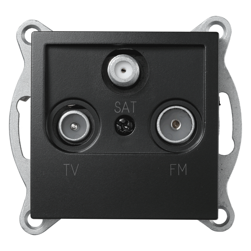 3184 ABELKA ALU silbern/schwarz 2xSteckdose 230Volt 16A 1xAntennendose