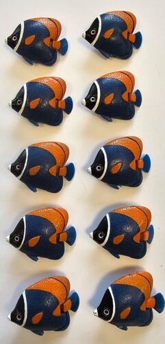 3228 Fische 10er Pack Blau / Orange bewegliche Schwanzflosse