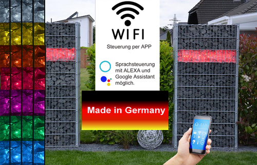 3238 SMART WiFi LED Gabionen Leuchte 2er SET 1,20m RGB=Farbig Handy Steuerung