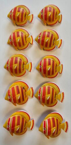 3239 Fische 10er Pack Gelb / Rot bewegliche Schwanzflosse