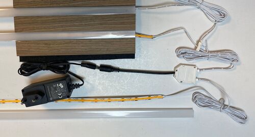 3418 LED Leuchte 3x50cm schwarz Kunststoff-Schiene Kalt Wei� Netzteil