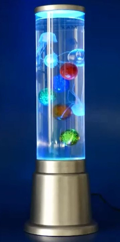 3477 Wassers�ulen LED Lampe H�he 360 mm 6 x bunte Kugeln mit Netzteil