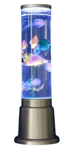 3496 Wassers�ulen LED Lampe H�he 360 mm 5 x bunte Fische mit Netzteil