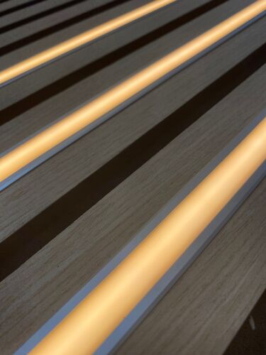 3633 LED Leuchte ALU-UP Holz Paneele 3x1m Netzteil Warm Wei�