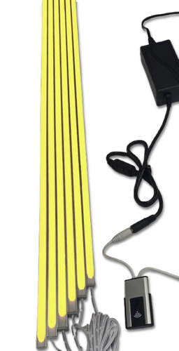 3758  LED Leuchte ALU-UP Holz Paneele 6x1m Netzteil GELB