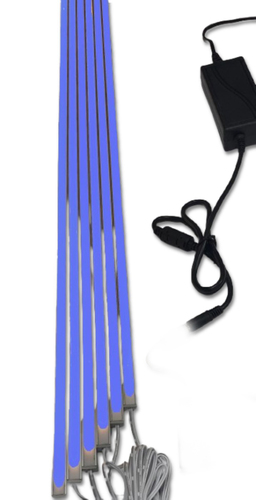 3761 LED Leuchte ALU-UP Holz Paneele 6x1m Netzteil BLAU