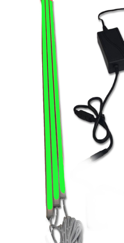 3961 LED Leuchte 3x100cm schwarze Kunststoff Schiene GR�N + Netzteil