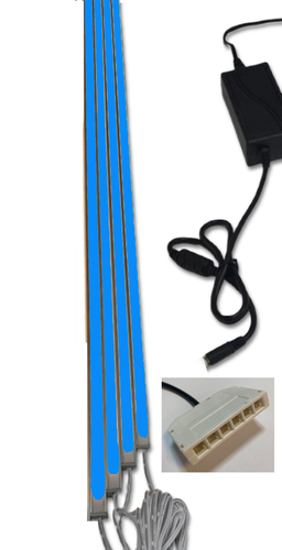 4573 LED Leuchte 4x150cm schwarze Kunststoff Schiene Netzteil Blau