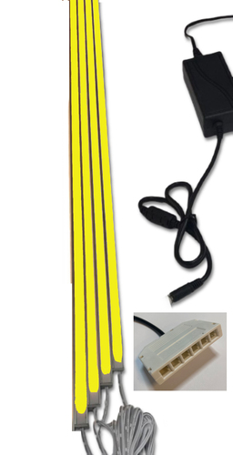 4581 LED Leuchte 4x150cm schwarze Kunststoff Schiene Netzteil Gelb