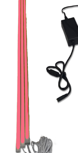 4598 LED Leuchte 3x150cm schwarze Kunststoff Schiene Netzteil ROT