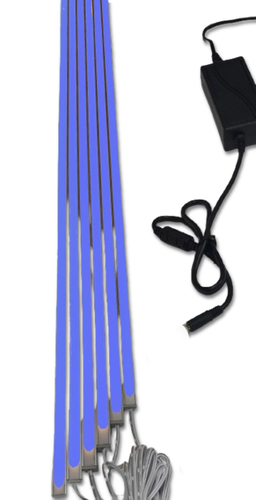 4408 LED Leuchte 6x100cm schwarze Kunststoffschiene Netzteil BLAU