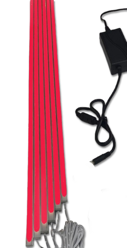 4611 LED Leuchte 6x100cm schwarze Kunststoffschiene Netzteil ROT