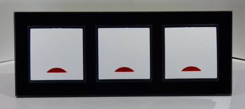 6787 Abelka Nuovo schwarz GLAS 3 x Kontrollschalter + Glimmlampe