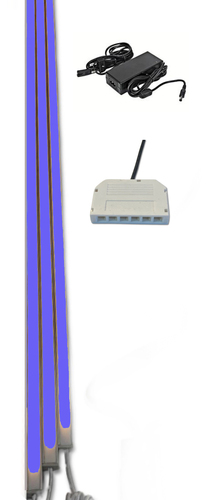 7239 LED Leuchte Kunststoff Schiene wei 3x125cm BLAU Komplettset