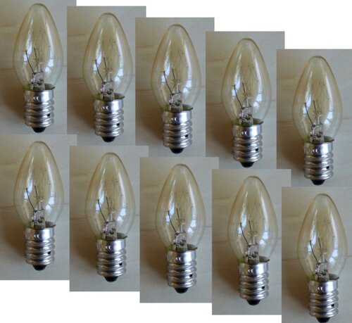 742 Mini Kerzenlampe 230 Volt E-14 klar 10 Watt 10-er Pack