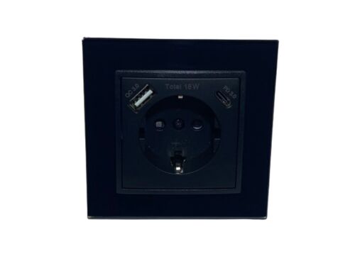 7878 ABELKA Nuovo sw/sw 1x Schutz-Kontaktdose mit USB-A + USB-C