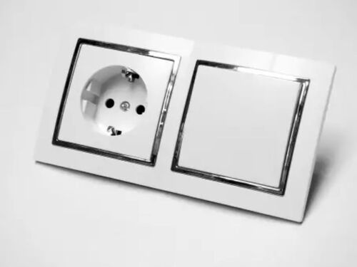 9494 Levina S 2-er 1 x Schuko Dose 1 x Taster silberner Rand 