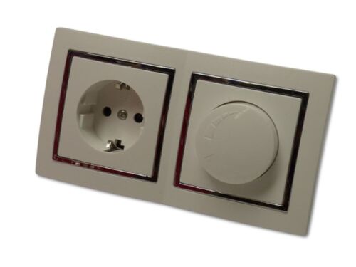 9499 Levina S 2-er 1 x Schuko Dose 1 x Dimmer 300 Watt silberner Rand