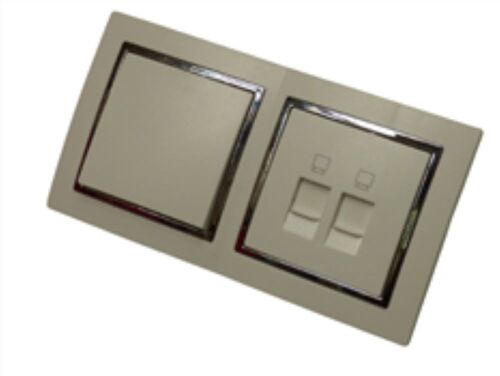 9506 Levina S 2-er 1 x Wechsel Schalter  1 x Netzwerk silberner Rand