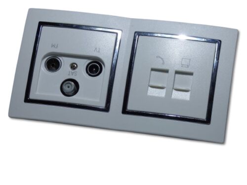 9515 Levina S 2-er 1 x Serien Schalter 1x Netzwerk silberner Rand