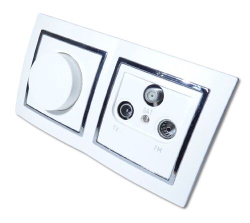 9519 Levina S 2-er 1xAntennen Dose 1xDimmer 300 Watt silberner Rand 