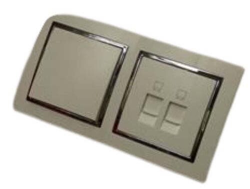 9529 Levina S 2-er 1xTaster 1x Netzwerk silberner Rand 