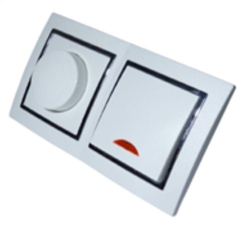 9532 Levina S 2-er 1xKontroll Schalter 1x Dimmer 300 Watt silb. Rand