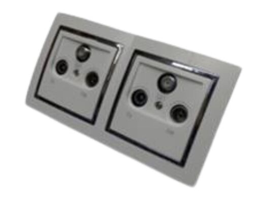 9550 Levina S 2-er Antennen Dose silberner Rand 