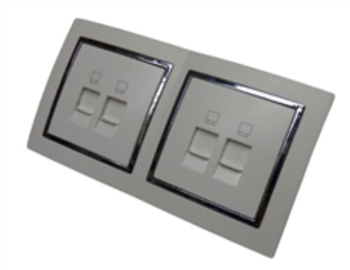 9554 Levina S 2-er Netzwerk Dose silberner Rand