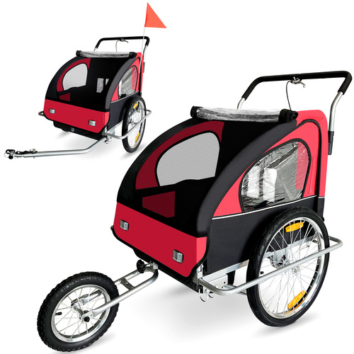 SAMAX Fahrradanh�nger 2in1 Jogger - in Rot/Schwarz - Silver Frame