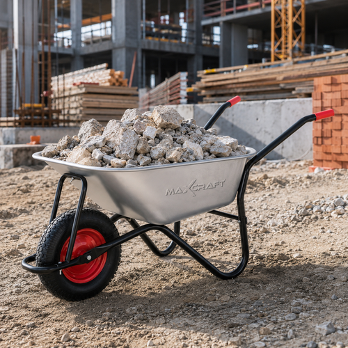 MAXCRAFT Schubkarre / Bauschubkarre Luftbereifung 250 kg 100 L - Schwarz