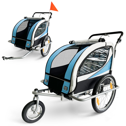 SAMAX 360- drehbarer Fahrradanh�nger 2in1 Jogger - in Blau - Silver Frame