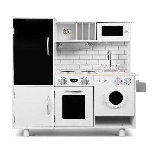 Baby Vivo Kinderk�che Spielk�che aus Holz - Bruno mit Tafel in Wei�