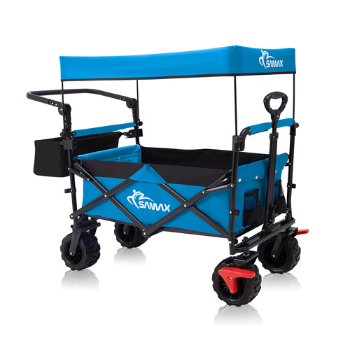 SAMAX Faltbarer Bollerwagen Offroad mit Dach - Blau