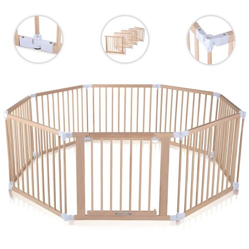 Baby Vivo Laufgitter aus Holz 8 Elemente - individuell verstellbar - PREMIUM in Wei�