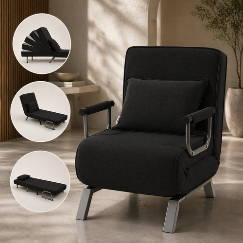 Makika Schlafsessel Schlafsofa Ted klappbar in Schwarz