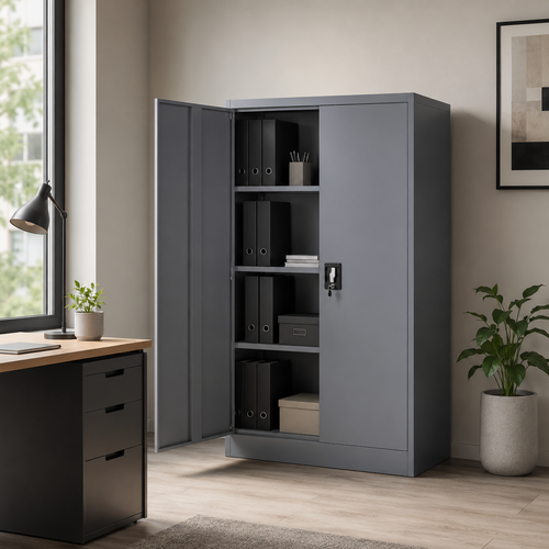 Makika Aktenschrank / B�roschrank abschlie�bar 40x90x140cm in Anthrazit