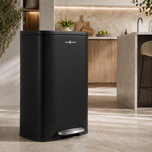 MAXCRAFT M�lleimer / Treteimer mit Soft Close Deckel - 50 Liter in Schwarz