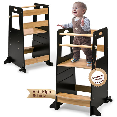 Baby Vivo Lernturm aus Holz h�henverstellbar - Noah in Schwarz