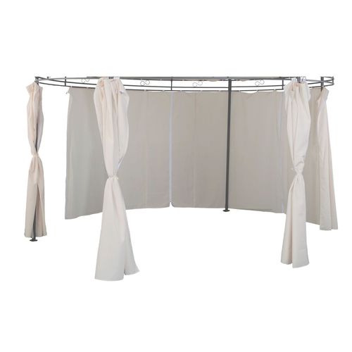 Seitenteile f�r Pavillon rund 3,5m 6er Set Polyester beige rot grau taupe 