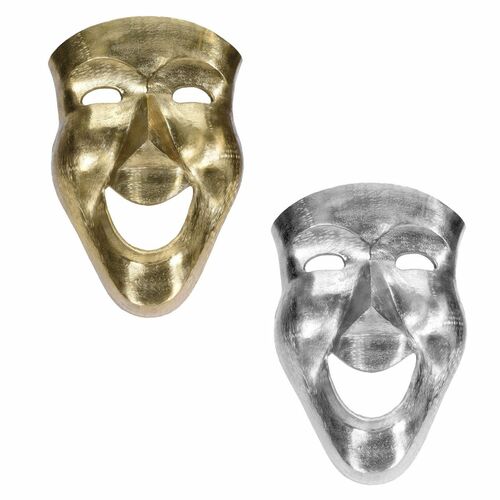 Wanddeko Maske 46cm Alu silber oder gold Wandbild Wanddekoration Karnevalsmaske