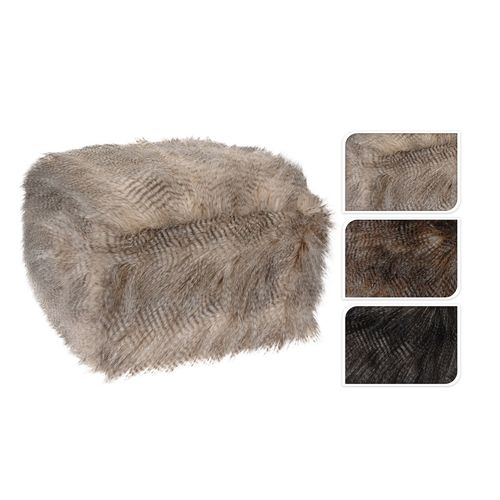 Sitzhocker in Nerzfelloptik Farbe whlbar Sitzkissen Hocker 50x26cm Sitzwrfel