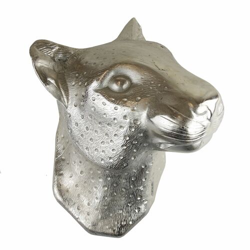 Wanddeko Leopard Troph�e 60x45x37cm Aluminium Wandskulptur Wandfigur Wandh�nger