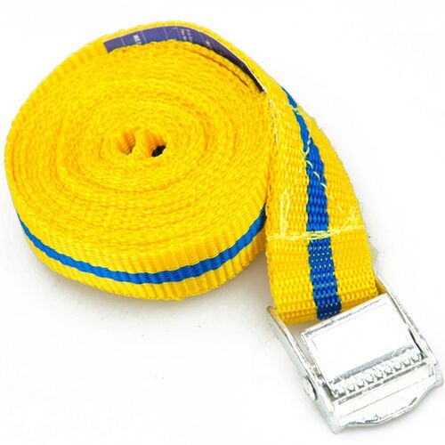 Spanngurt ca. 2,5 x 250 cm in Gelb / Blau mit Schnellverriegelung Zurrgurt
