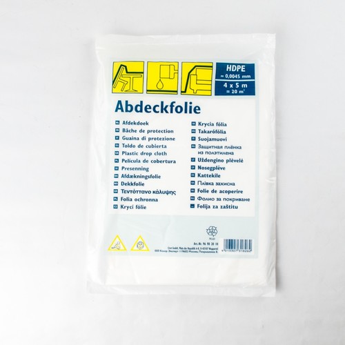 Abdeckfolie 4x5m 5my Schutzfolie 20qm Malerfolie Abdeckplane transparent