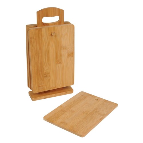 Bambus Schneidbretter Set 7tlg. mit St�nder 15x22cm Fr�hst�cksbrettchen