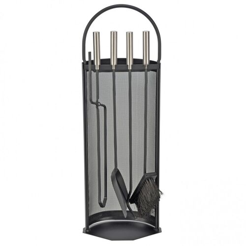 Kaminbesteck 5-teilig 23x66x15cm schwarz Kamin Set Kamingarnitur Edelstahlgriff