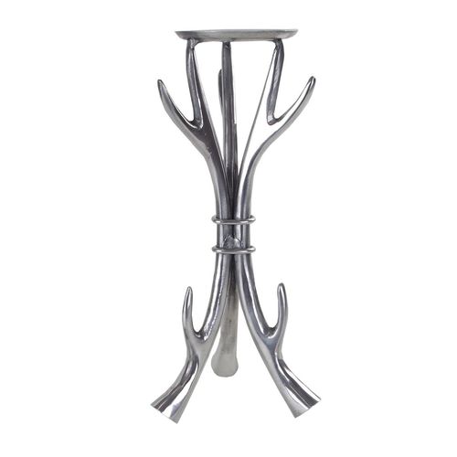 Kerzenst�nder Plateau Kratos Geweih 24x48cm Alu poliert silber Kerzenhalter