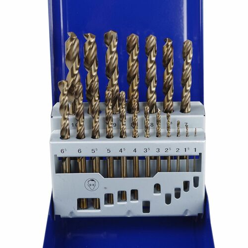 Spiralbohrer Satz 19tlg. HSS-E-CO 1-10mm geschliffen 135- Metallbohrer Bohrer